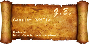 Geszler Béla névjegykártya